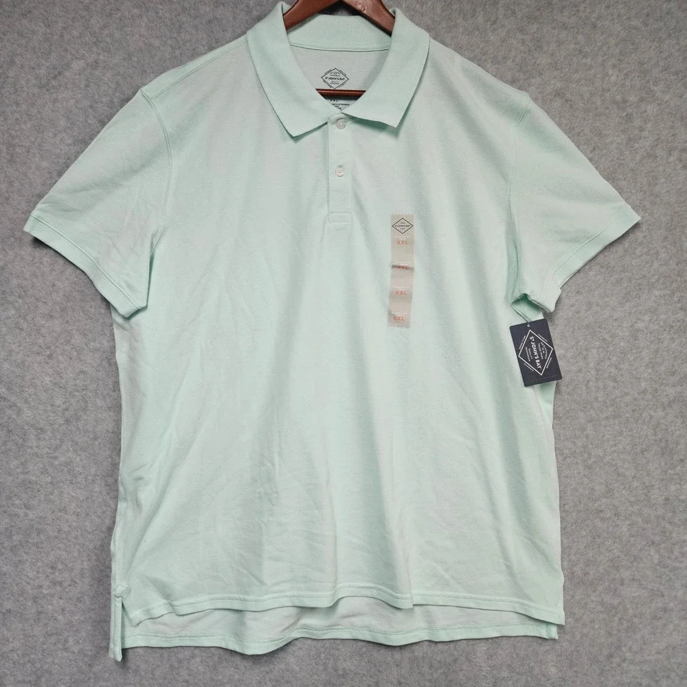 St. John's Bay Polo Men XXL Alpine Mint Comfort Flex Classic Fit Short Sleeve